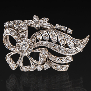 18kt white gold ribbon brooch