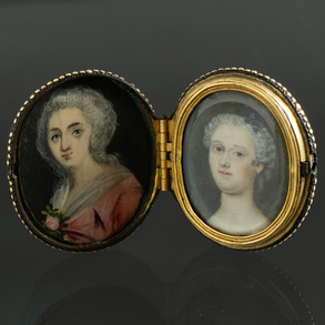 Conjunto de dos miniaturas pintadas al óleo del siglo XIX.