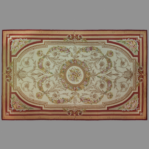 Alfombra de lana francesa estilo Aubusson del siglo XIX.