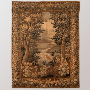 Tapiz francés vedure tejido a mano en lana de finales del siglo XVIII