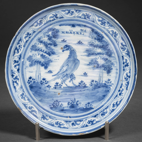 Salvilla en cerámica española de Talavera del siglo XVIII.