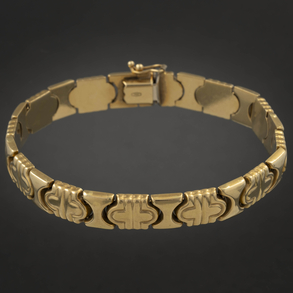 Pulsera articulada  de eslabones geométricos en oro amarillo de 18 kt
