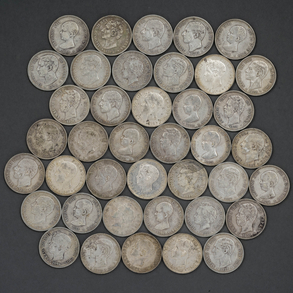 Conjunto de 40 monedas de plata de Alfonso XII, Alfonso XIII y Amadeo I.