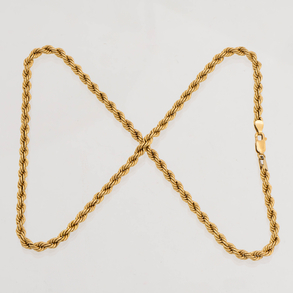 Cadena en forma de cordón sogueado en oro amarillo de 18 kt.
