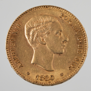 Moneda de 25 pesetas de ALFONSO XII en oro amarillo de 22 kt