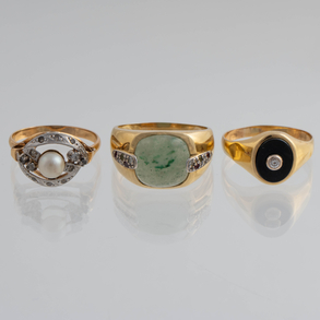 Conjunto de tres anillos en oro amarillo de 18kt