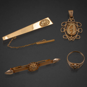 Conjunto de dos alfileres de corbata, colgante de la letra 