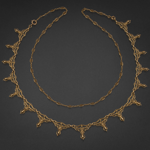 Collar de finales del siglo XIX en oro amarillo de 18 kt. Trabajo Francés, finales del siglo XIX