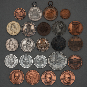 Conjunto de veintitrés medallas conmemorativas en bronce del siglo XX.