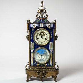 Reloj de sobremesa francés en bronce y esmalte cloisoné del siglo XX