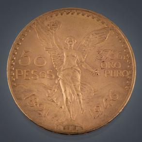 Moneda de cincuenta pesos mexicanos de Estados Unidos (1821-1946) en oro de 22kt