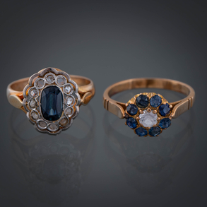 Conjunto de dos anillos en oro amarillo de 18 kt
