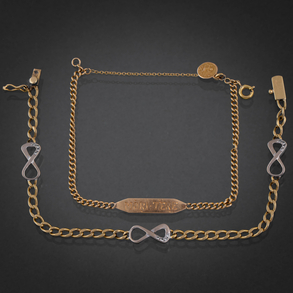 Conjunto de dos pulseras en oro amarillo y oro blanco de 18kt.