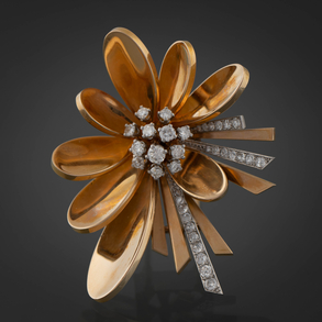 Broche Chevalier en oro amarillo y oro blanco de 18 kt  con brillantes